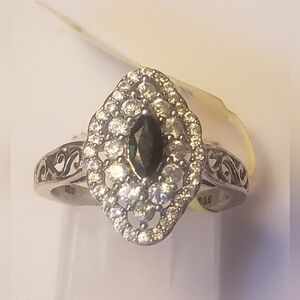 NWOT Rare Deep Blue  Tanzanite And Topaz Double Halo Ring Designer Signed